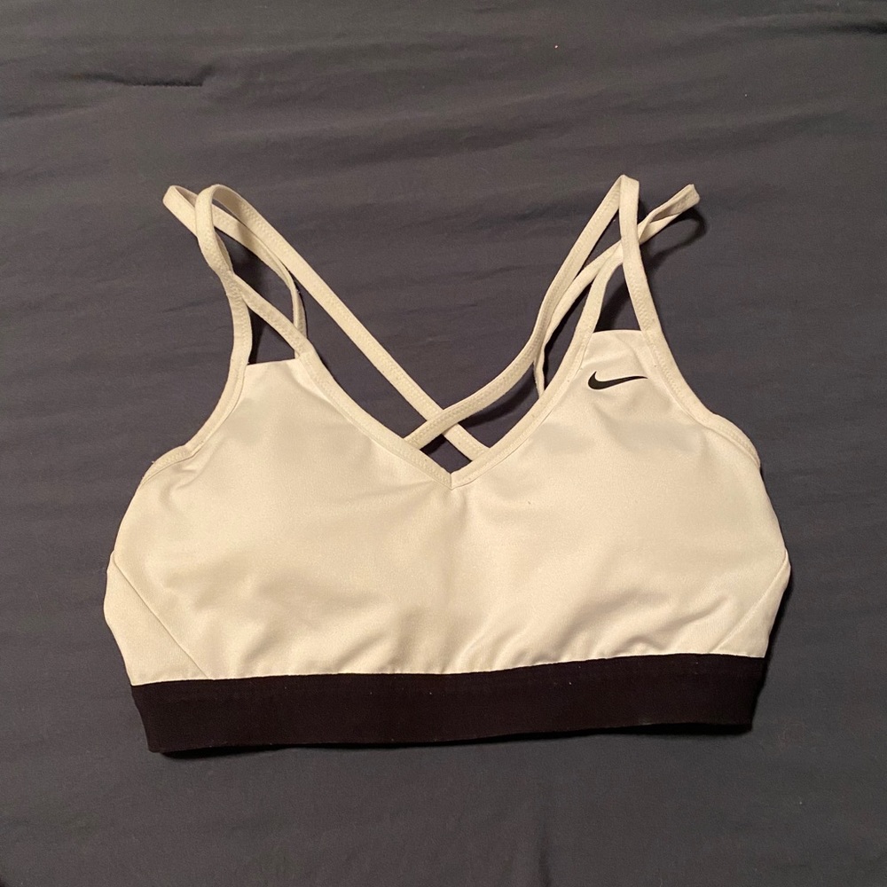 white Nike sports bra